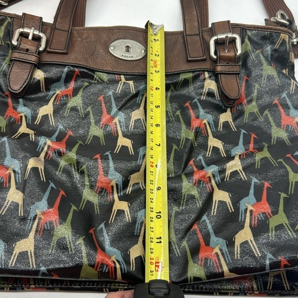 Fossil Key-Per Giraffe Theme Large Tote Bag Plastic Coated Vintage MCB6215E - Picture 3 of 13